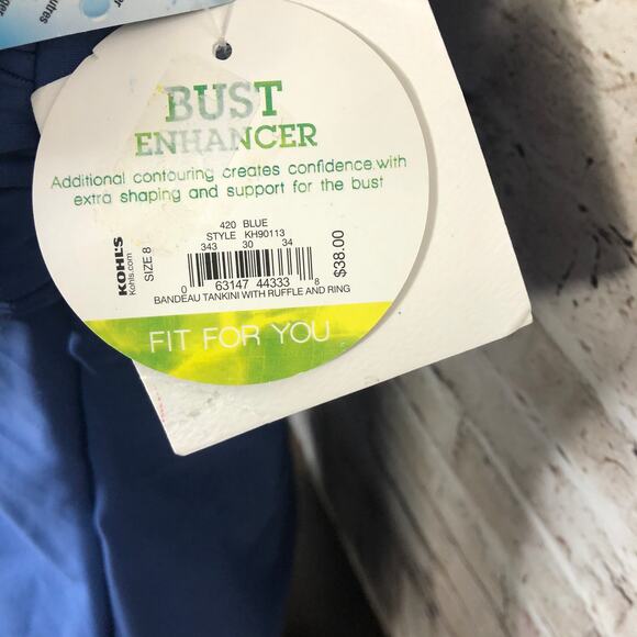 NEW Croft & Barrow Tankini Womens 8 Blue Ruffle Bandeau Swim Top - Picture 4 of 9